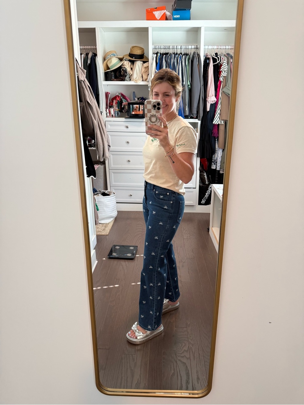 J. Crew Dark Blue Wide-Leg Jeans with White Bow Embroidery - Picture 7 of 7